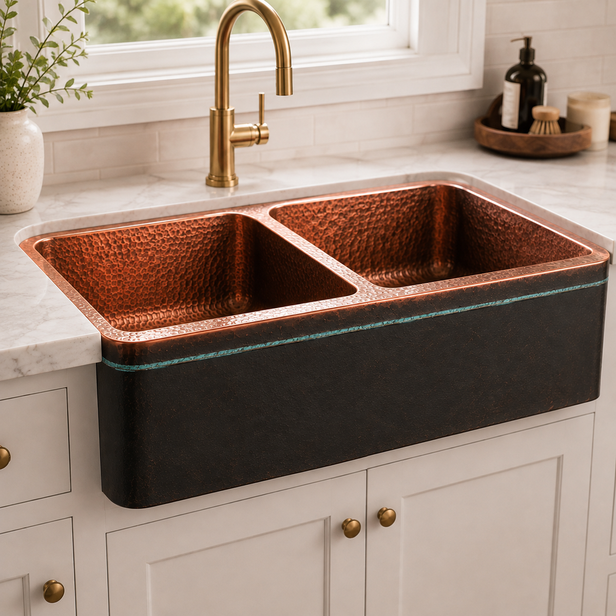 Luxury Copper Double-Bowl Kitchen Sink