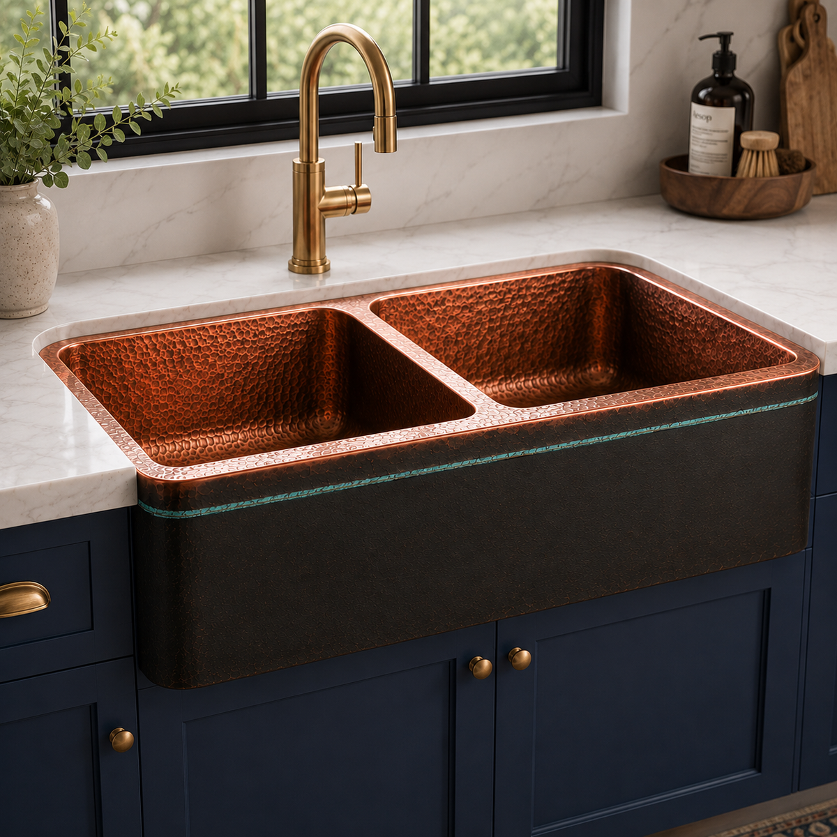 Luxury Copper Double-Bowl Kitchen Sink