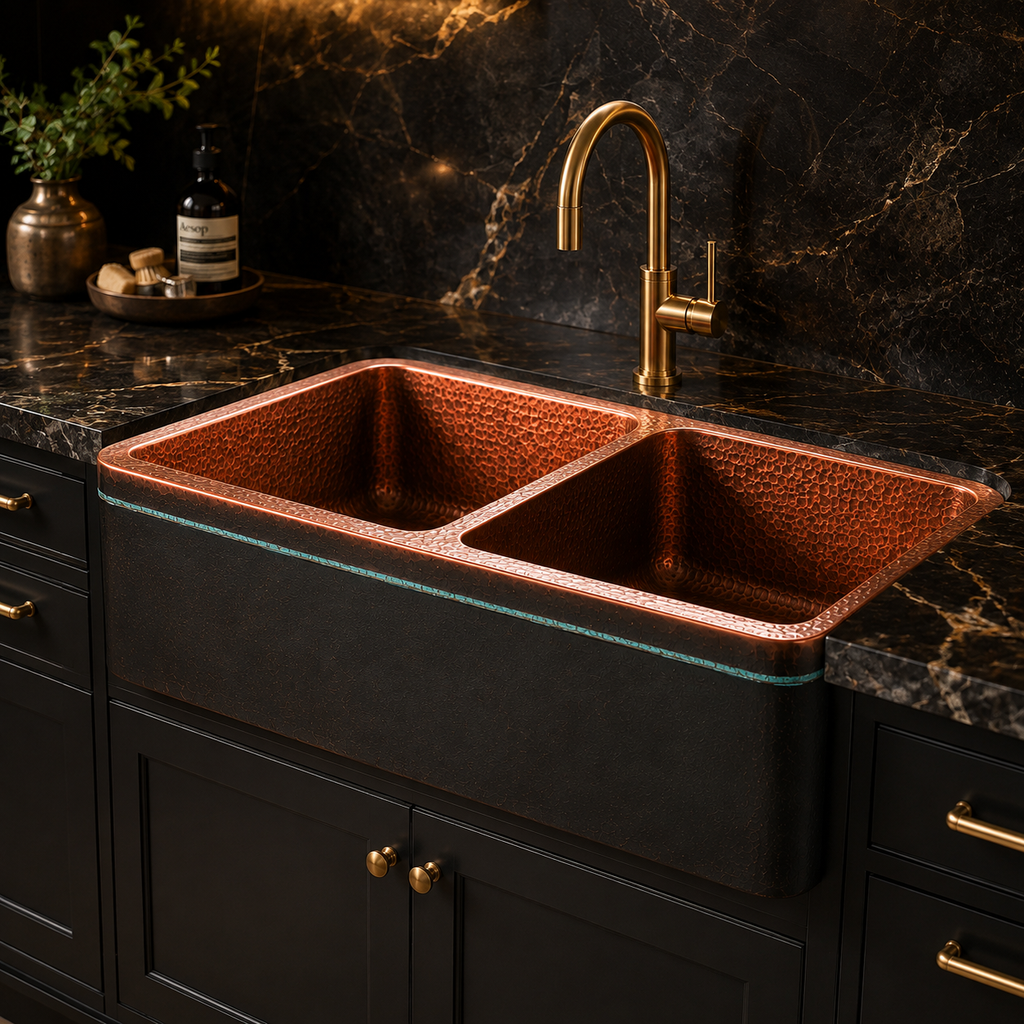 Luxury Copper Double-Bowl Kitchen Sink