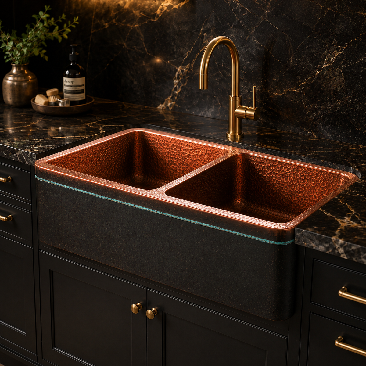 Luxury Copper Double-Bowl Kitchen Sink