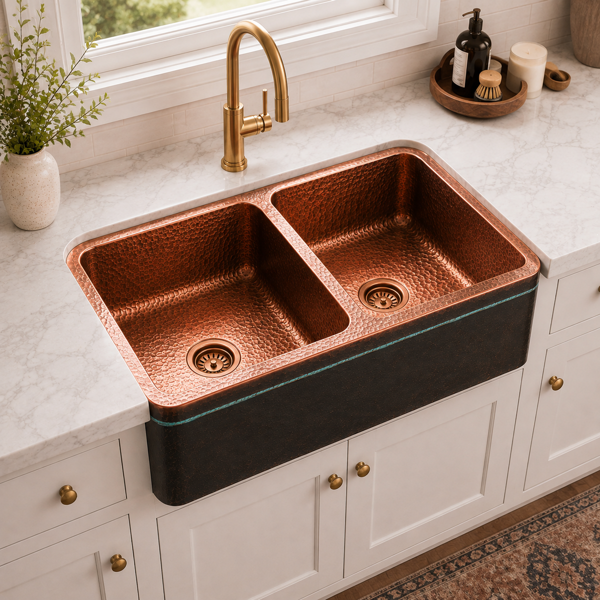 Luxury Copper Double-Bowl Kitchen Sink