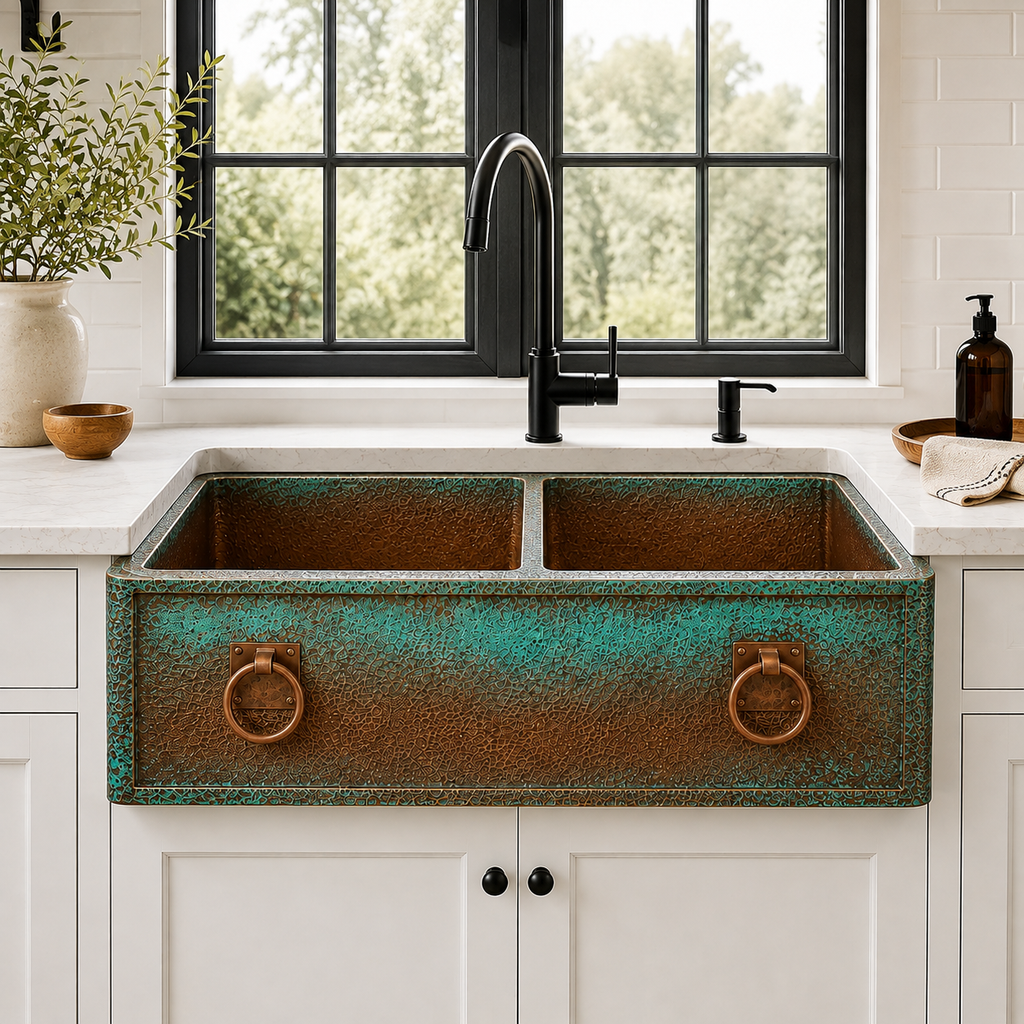 Verdigris Copper Farmhouse Sink