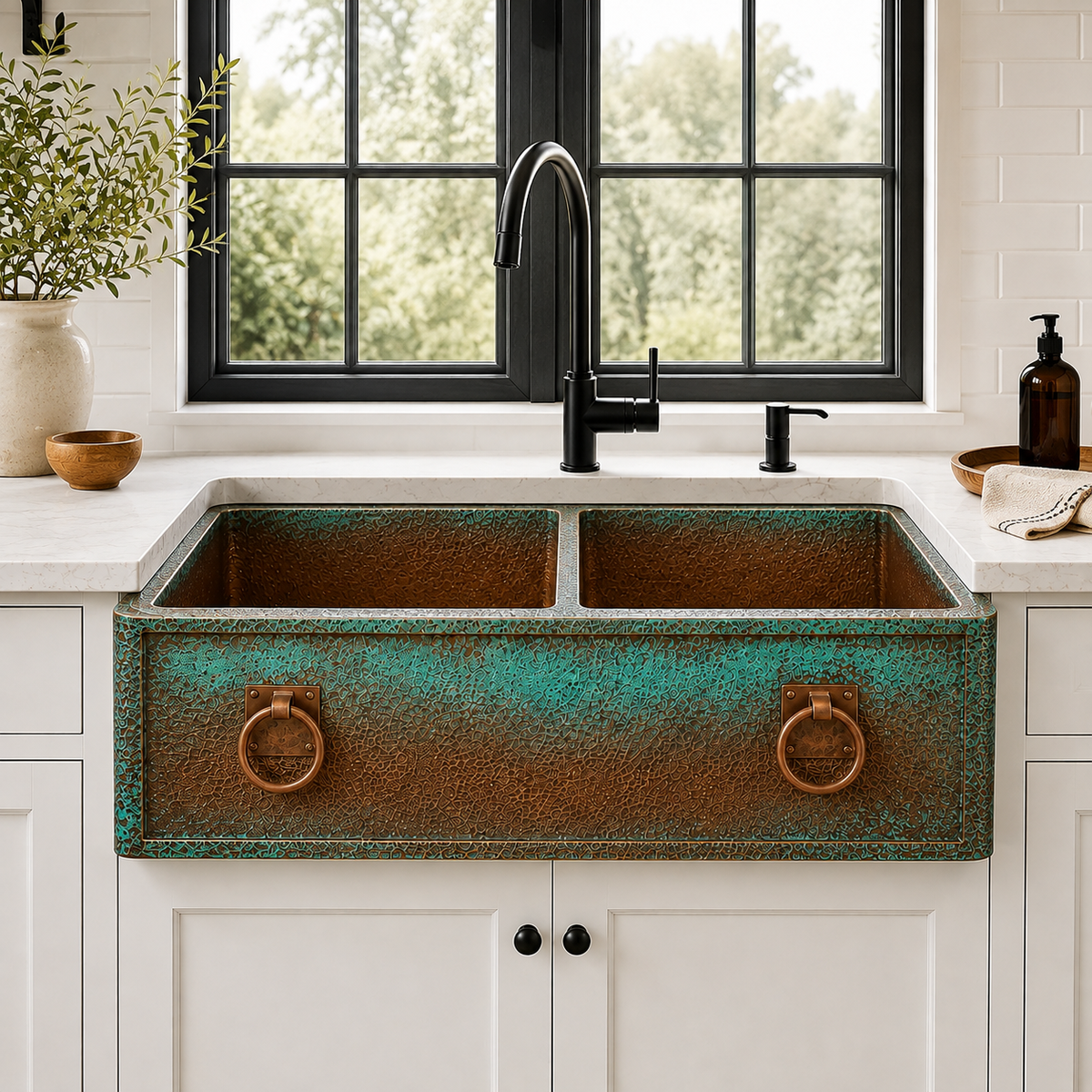 Verdigris Copper Farmhouse Sink