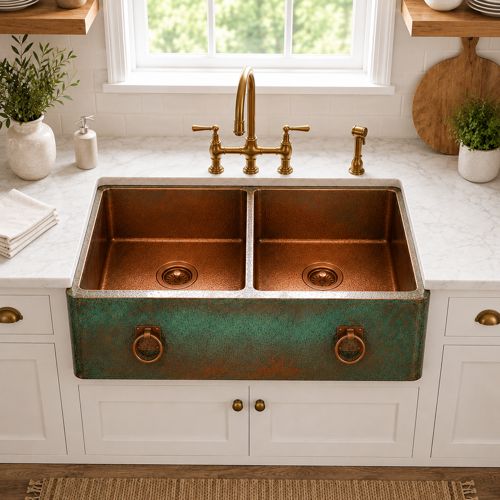 Verdigris Copper Farmhouse Sink