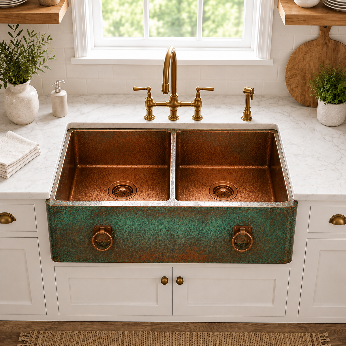 Verdigris Copper Farmhouse Sink