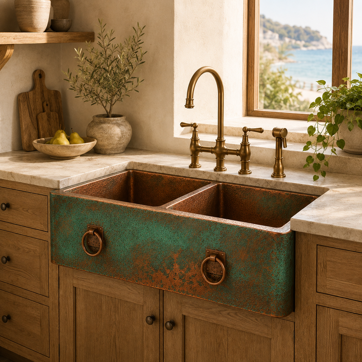 Verdigris Copper Farmhouse Sink